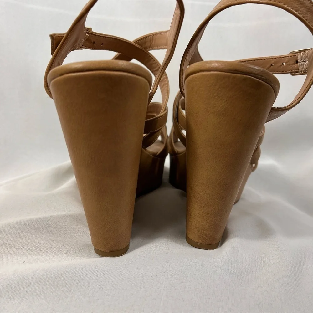 American Rag Arielle platform strappy slingback wedge faux leather Sz 7M